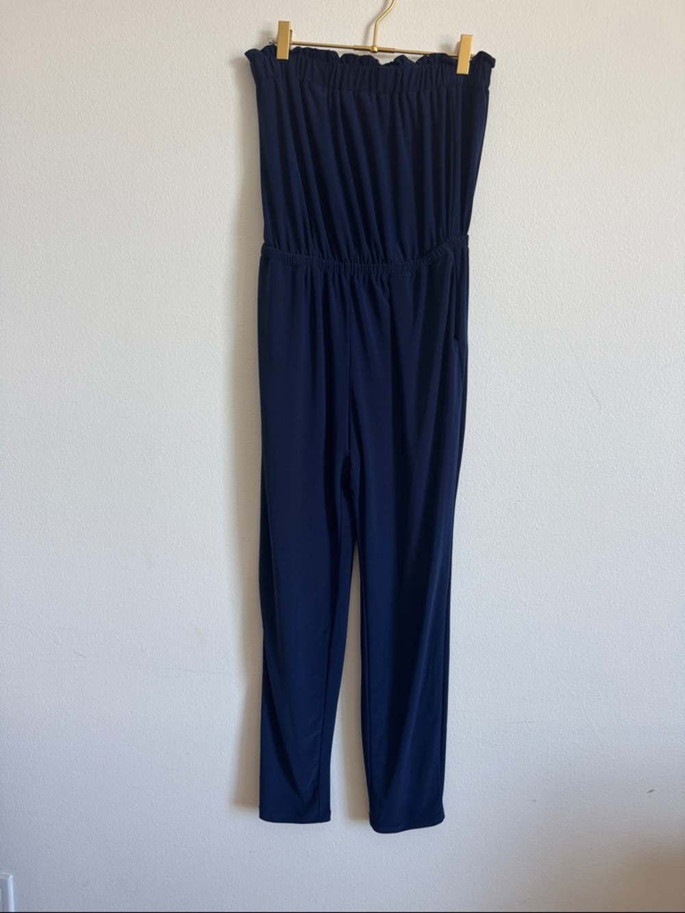 1. State Strapless Navy Jumpsuit with Elastic Waistband